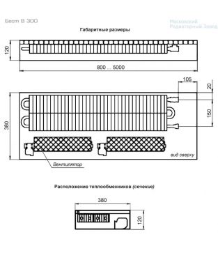 Внутрипольный конвектор с вентиляторами Бриз В от Московского Радиаторного Завода