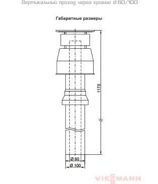 Вертикальный проход через кровлю 60/100, черный (комплект) для коаксиального дымохода Viessmann