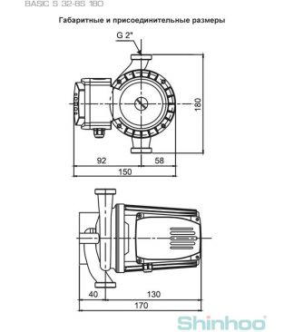 Насос циркуляционный Shinhoo BASIC S 32-8S 180 1x230V