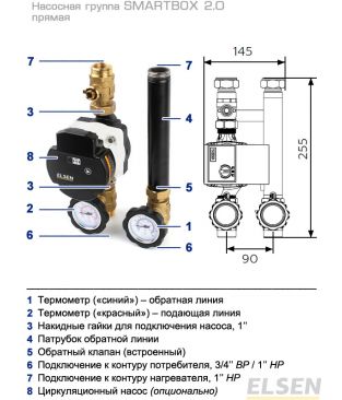 Насосные группы прямые Elsen SMARTBOX 2.0 (DN 20)