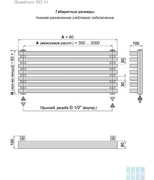 Стальной трубчатый радиатор КЗТО Quadrum 60 H 500 31 секция