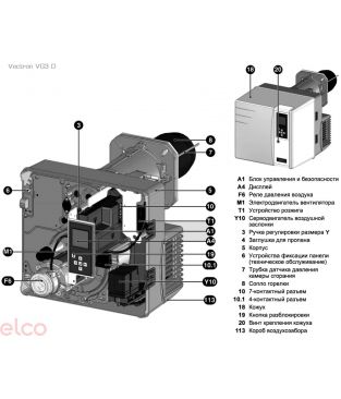 Газовая горелка ELCO CB-VG 3.290 D, KN, d3/4"-Rp3/4", 95-290 кВт (снята с производства)