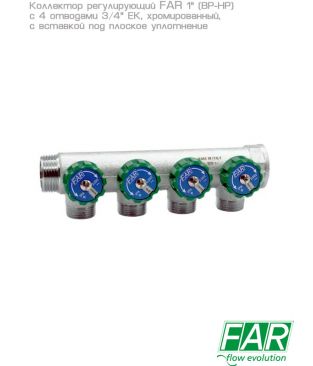 Модульные коллекторы FAR с регулирующими вентилями, хромированные