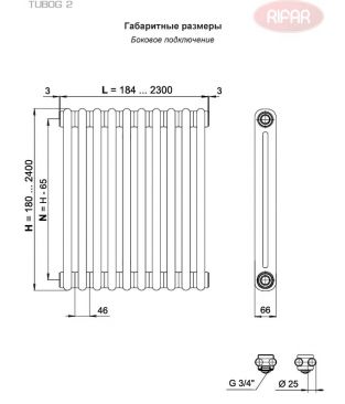 Стальные трубчатые радиаторы Rifar TUBOG 2