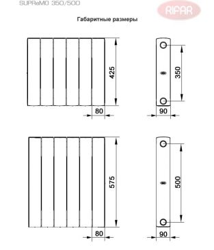 Биметаллический радиатор Rifar SUPReMO 500 10 секций