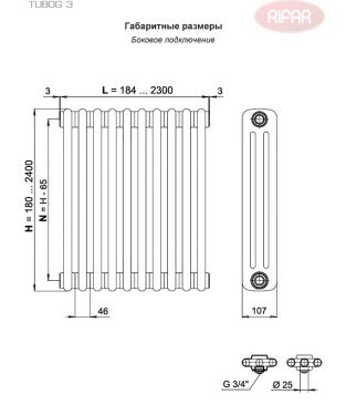 Стальные трубчатые радиаторы Rifar TUBOG 3