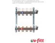Коллекторная группа Uni-fitt 1" с регулирующими и термостатическими вентилями, с концевыми вентилями, 12 контуров, 3/4" EK (нерж. сталь)
