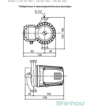 Насос циркуляционный Shinhoo BASIC S 25-6S 130 1x230V