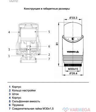 Термостатические головки Varmega VM112, дизайн-серия