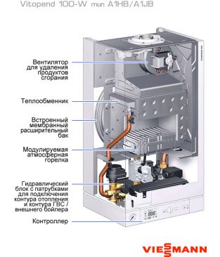 Газовый настенный одноконтурный котел Viessmann Vitopend 100-W тип A1HB 24 кВт