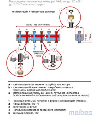 Коллекторы распределительные до 85 кВт, нержавеющая сталь