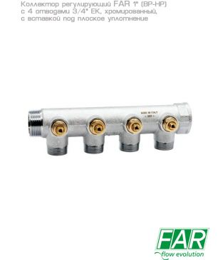 Модульные коллекторы FAR с регулирующими вентилями, хромированные