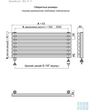 Стальной трубчатый радиатор КЗТО Quadrum 30 H 1-2000-5