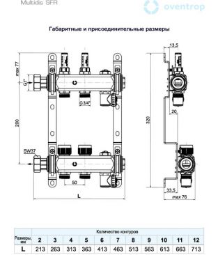 Гребенки распределительные Oventrop Multidis SFR с ротаметрами