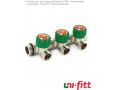 Коллекторы Uni-fitt НВ с вентилями и выходами под 90° никелированные
