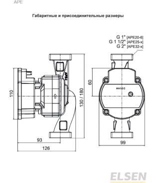 Насос циркуляционный Elsen APE 32-6 180