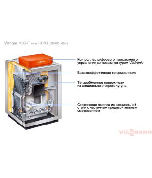 Газовый котел Viessmann Vitogas 100-F тип GS1D c Vitotronic 200 тип KO2B, 42 кВт