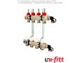 Коллекторная группа Uni-fitt серии 440I, 1", с расходомерами и термостатическими вентилями, 8 отводов 3/4" EK (латунь)