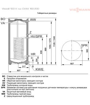 Водонагреватель косвенного нагрева Viessmann Vitocell 100-W тип CVAA 200 (жемчужно-белый)