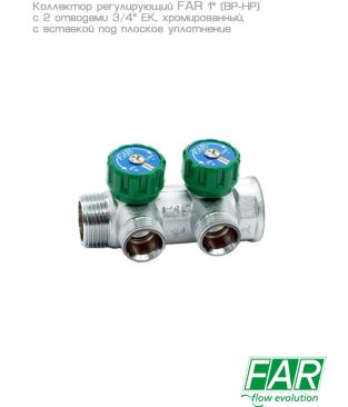 Модульные коллекторы FAR с регулирующими вентилями, хромированные